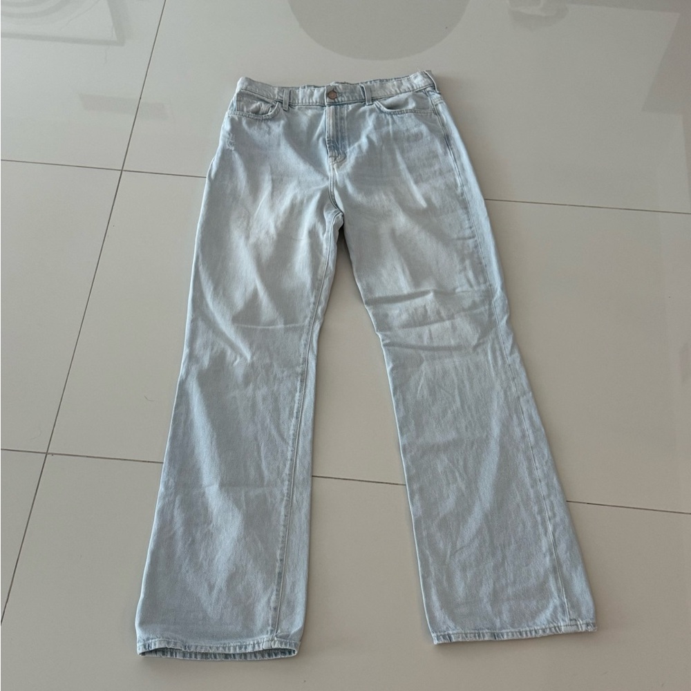 7 For All Mankind Pale Blue High-Rise Flared Jeans